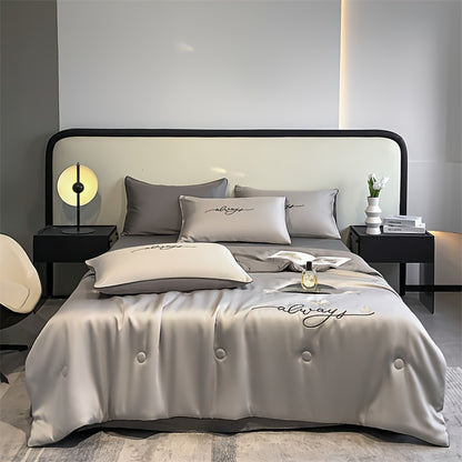 1pc Luxury Soft Summer Cool Quilt, Ultra-Soft Summer Cooling Blanket, Breathable Skin-Friendly Thin Bedding for All Seasons, Machine Washable, Ideal for Single/Double Beds, Hotel-Level Elegance for Bedroom, Guest Room, Office, Couch, And Travel