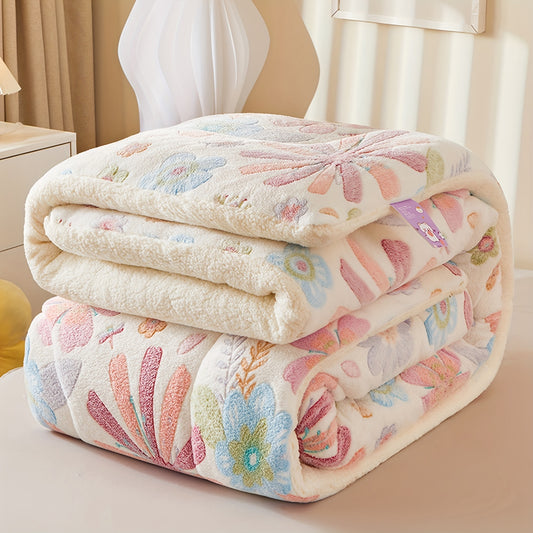 Floral Snowflake Printed Winter Quilt, Soft And Warm, Suitable for Autumn And Winter Bedding in Bedrooms And Guest Rooms