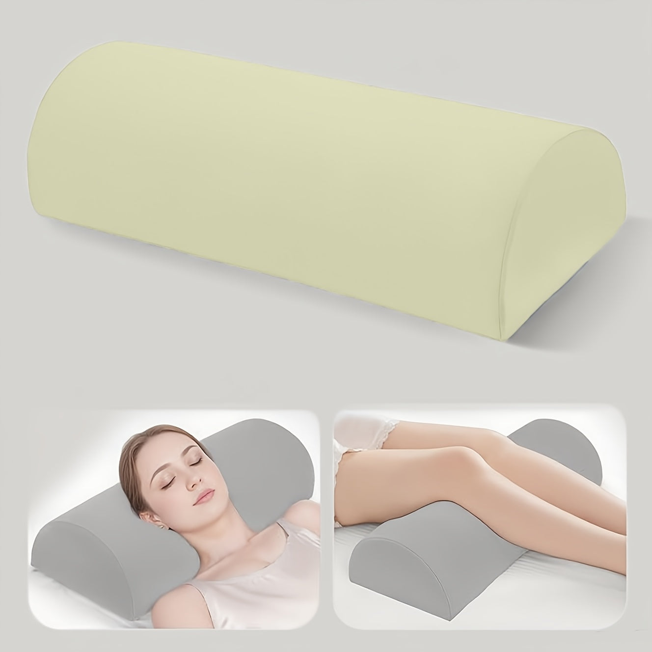 1pc Half Moon Pillow, Leg, Knee, Back of Neck, and Lumbar Support Pillow, Suitable for Back or Side Sleepers, Semi-Rolled Round Pillow, Comfort for Ankles and Feet, Head, Neck, Spine, and Hips
