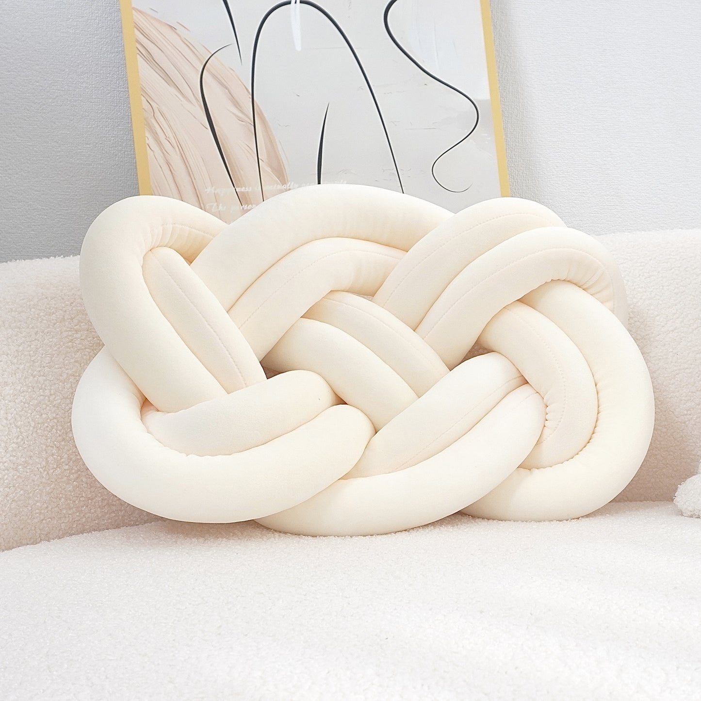 Soft & Stylish Knotted Throw Pillow - Geometric Design, Washable Polyester Cushion for Sofa and Bedroom Decor, Throw Pillows for Couch, Decorative, Pillow