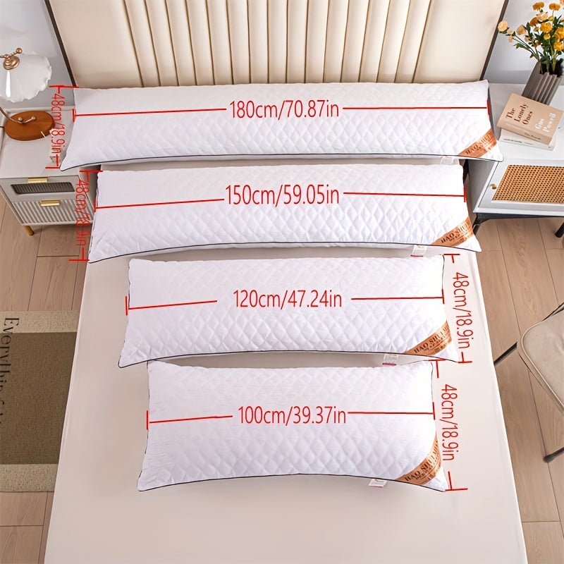 1pc Long Embroidered Pillow | Soft Polyester Filling, Classic Style, Zipper Closure, Suitable for Adults and Pregnant Women, Ideal for Comfortable Sleeping and Neck Protection