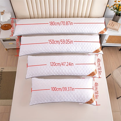 1pc Long Embroidered Pillow | Soft Polyester Filling, Classic Style, Zipper Closure, Suitable for Adults and Pregnant Women, Ideal for Comfortable Sleeping and Neck Protection