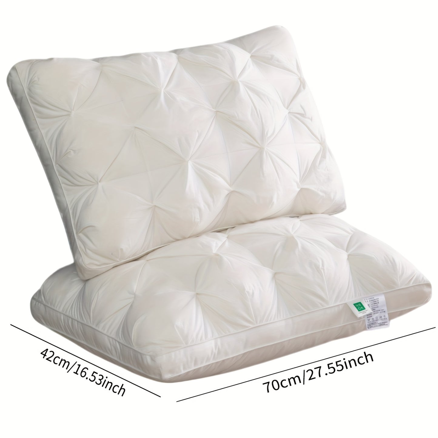 Luxury Fluffy Hotel Pillow, Deep Comfort, Soft And Pressure-Resistant, Cervical Pillowcase Washable Hypoallergenic with Zipper, Easy Care, Elegant Style, Multi-Use, All Seasons