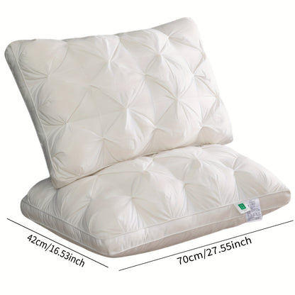 Luxury Fluffy Hotel Pillow, Deep Comfort, Soft And Pressure-Resistant, Cervical Pillowcase Washable Hypoallergenic with Zipper, Easy Care, Elegant Style, Multi-Use, All Seasons