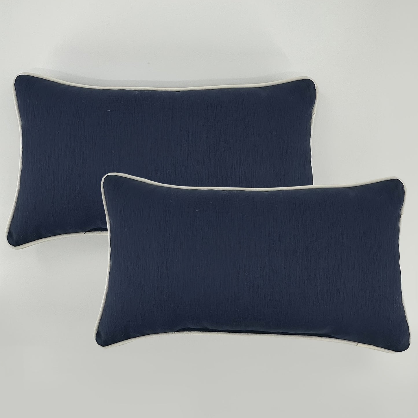 2pcs Beige And Blue Lumber Pillow Outdoor High Quality And -proof Rectangular Pillow, White and Black Edge Cording Waist Pillow for Chair, Couch, Bed, Car 20*11 Inch(2pcs, Cover with Filler)