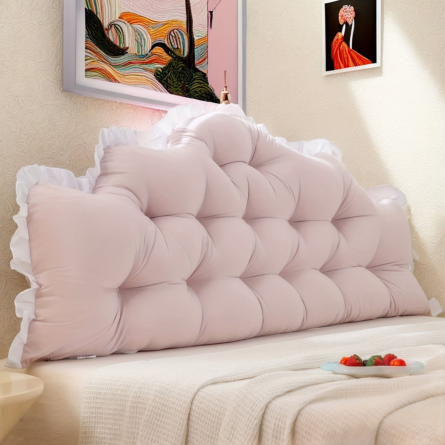 1pc Ins Cushion | Soft Bedside Pillow | Cute Anti-Collision Backrest Pillow | Comfortable Large Backrest | Headboard Soft Cushion with Straps | Home Decor for Bedroom | Suitable for Sofa, Bed, Tatami, And Various Bed Sizes (Queen, King, Twin