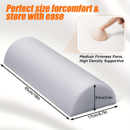 1pc Half Moon Pillow, Leg, Knee, Back of Neck, and Lumbar Support Pillow, Suitable for Back or Side Sleepers, Semi-Rolled Round Pillow, Comfort for Ankles and Feet, Head, Neck, Spine, and Hips
