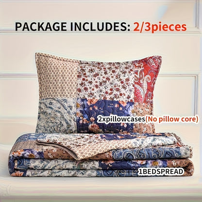 Quilt Set: Floral Print, Wrinkle-Free & Easy Care, Twin, Full, Queen, King, Oversized Lightweight Quilt And Bedspread, It Offers Dust-proof, Wear-resistant, Soft And Comfortable Properties, Bedding Decor. Machine Washable.