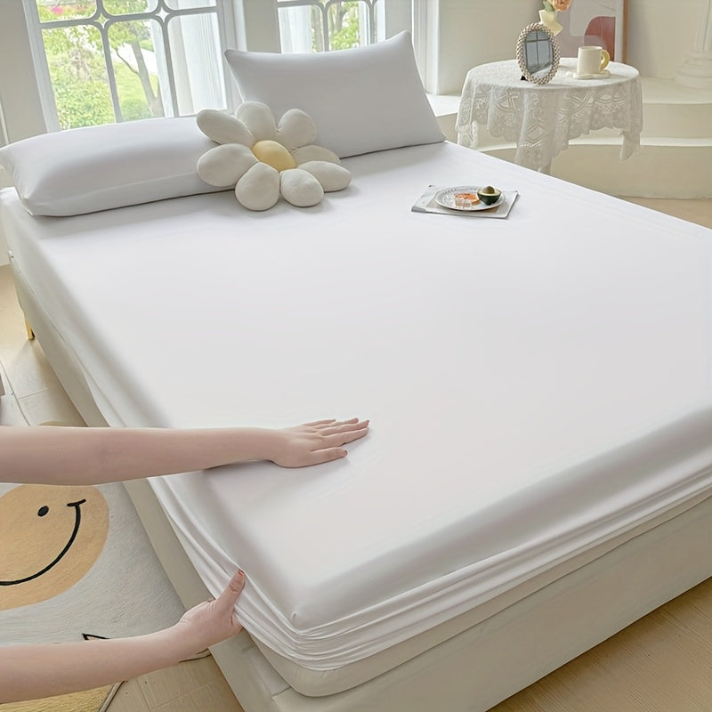 1 Easy Solid Color Bed Sheet, Without Pillowcases - Household Mattress Protector, Hotel Mattress Dust Cover, 360-Degree Full Coverage, Non-Slip, Made of Easy-Care Material, Comfortable And Durable, Suitable for All Seasons