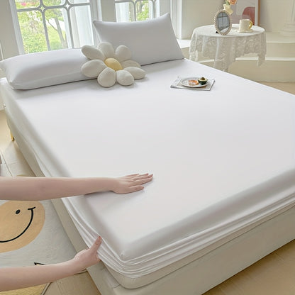 1 Easy Solid Color Bed Sheet, Without Pillowcases - Household Mattress Protector, Hotel Mattress Dust Cover, 360-Degree Full Coverage, Non-Slip, Made of Easy-Care Material, Comfortable And Durable, Suitable for All Seasons