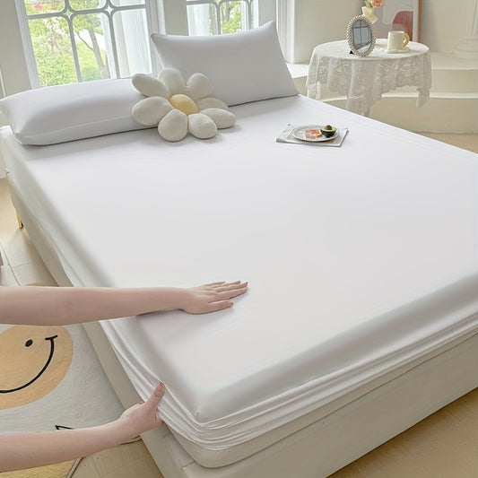 1 Easy Solid Color Bed Sheet, Without Pillowcases - Household Mattress Protector, Hotel Mattress Dust Cover, 360-Degree Full Coverage, Non-Slip, Made of Easy-Care Material, Comfortable And Durable, Suitable for All Seasons