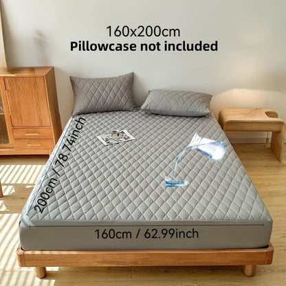 1pc Premium Ultra Soft Quilted Fitted Sheet, Liquid Resistant, Solid Color Mattress Protector, All Season for Bedroom Hotel Dorm Single And Double Beds (No Pillowcases)