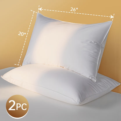 Down Pillow, 1/2pcs Queen Size Feather Pillows, Soft Bed Pillow, Hotel Bed Pillows for Sleeping Soft And Supportive Pillows for Side And Back Sleepers, Cotton Cover Fluffy Support Surround Fill for Back, Stomach, Side Sleepers