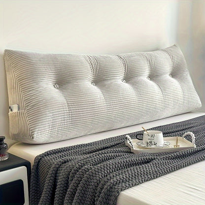 1pc Plush Large Pillow, Bedhead Cushion, Wedge-Shaped Velvet Cushion, Thick And Warm, with Fine Fabric, Utilized for Relaxation on The Bedhead Or Sofa