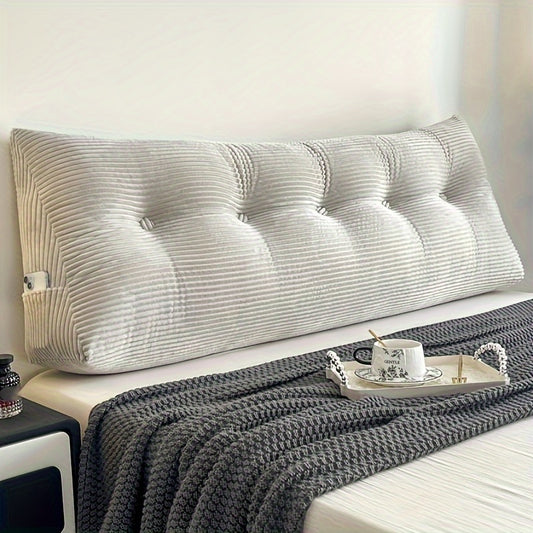 1pc Plush Large Pillow, Bedhead Cushion, Wedge-Shaped Velvet Cushion, Thick And Warm, with Fine Fabric, Utilized for Relaxation on The Bedhead Or Sofa