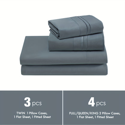 ClevaHome Light Luxury Breathable Sheet Set - 3/4pcs Deep Pockets Cooling Soft Bedding, Fade-Resistant Deep Pockets, All-Season Comfort, Ideal for Dorms, Guest Rooms Everyday Use Twin Full Queen King Sheet