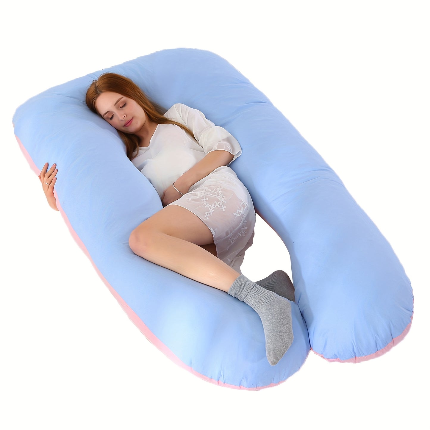 Wndy'S Dream Summer Cool Pregnancy Pillow, Cooling Velvet Body Pillow, 43.31inch 1950G Ergonomic Support, Skin-Friendly Sweat-Free Fabric, Washable Cover, Full Body Support for Pregnant Women
