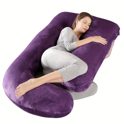 Wndy'S Dream Summer Cool Pregnancy Pillow, Cooling Velvet Body Pillow, 43.31inch 1950G Ergonomic Support, Skin-Friendly Sweat-Free Fabric, Washable Cover, Full Body Support for Pregnant Women