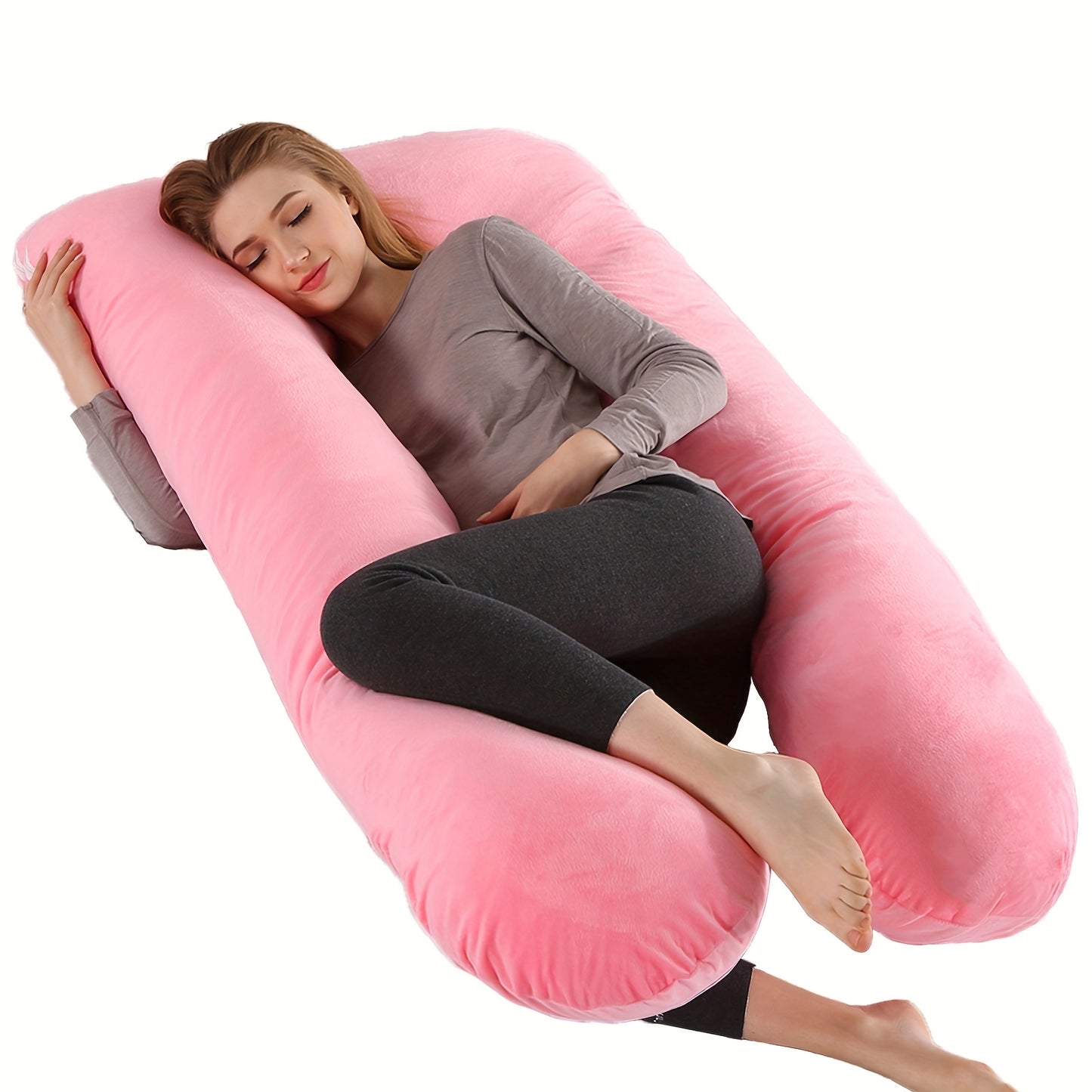 Wndy'S Dream Summer Cool Pregnancy Pillow, Cooling Velvet Body Pillow, 43.31inch 1950G Ergonomic Support, Skin-Friendly Sweat-Free Fabric, Washable Cover, Full Body Support for Pregnant Women