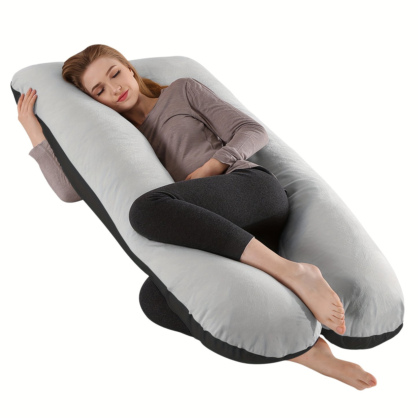 Wndy'S Dream Summer Cool Pregnancy Pillow, Cooling Velvet Body Pillow, 43.31inch 1950G Ergonomic Support, Skin-Friendly Sweat-Free Fabric, Washable Cover, Full Body Support for Pregnant Women