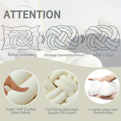2pcs Knot Pillow Ball 15.75" Soft Plush Decorative Throw Pillow Floor Cushion, Knotted Ring Shape Cushion Dorm Room Decor Household Throw Knot Decorative Cushion for Bed Living Room