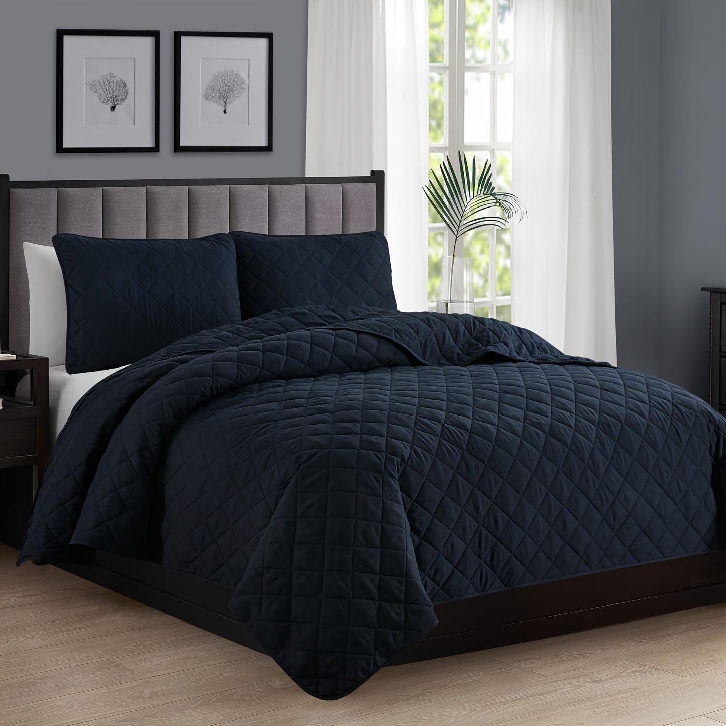 2/3pcs Diamond Quilt Set, All-season Bedding Set-Includes Quilt and Shams, Soft, Hypoallergenic, Breathable, Machine Washable, Wrinkle Free, Fade Resistant, Shrink Resistant