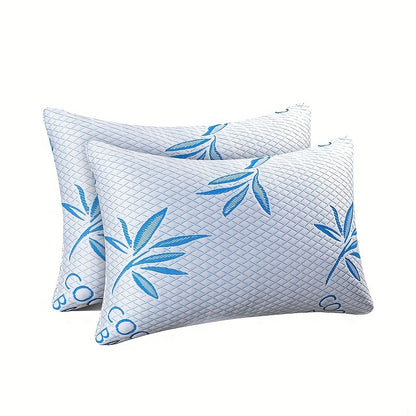 2pcs Bamboo Fiber Pillows Cooling Pillows for Sleeping - Back, Stomach, Side Sleeper, Soft & Breathable with Washable Cover