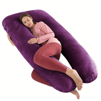 Wndy'S Dream Summer Cool Pregnancy Pillow, Cooling Velvet Body Pillow, 43.31inch 1950G Ergonomic Support, Skin-Friendly Sweat-Free Fabric, Washable Cover, Full Body Support for Pregnant Women