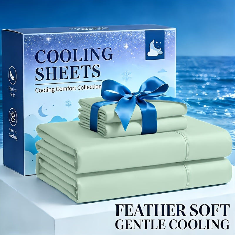 4pcs Cooling Bamboo Fiber Fitted Sheet Set, Children's 4000 TC Extra Deep Pocket 20-inch Sheet, Luxurious Soft Hotel-style Cooling Sheet Set, Suitable for People Who Are Sensitive to Heat, Wrinkle-resistant And Shrink-resistant, Includes Fitted