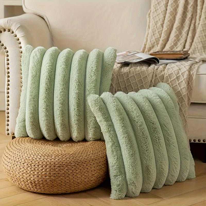 New Faux Rabbit Fur Plush Throw Pillow, Bedside Cushion, Sofa Cushion, Suitable for Bedroom, Living Room, Sofa Decoration, Single-Sided Plush Pillow