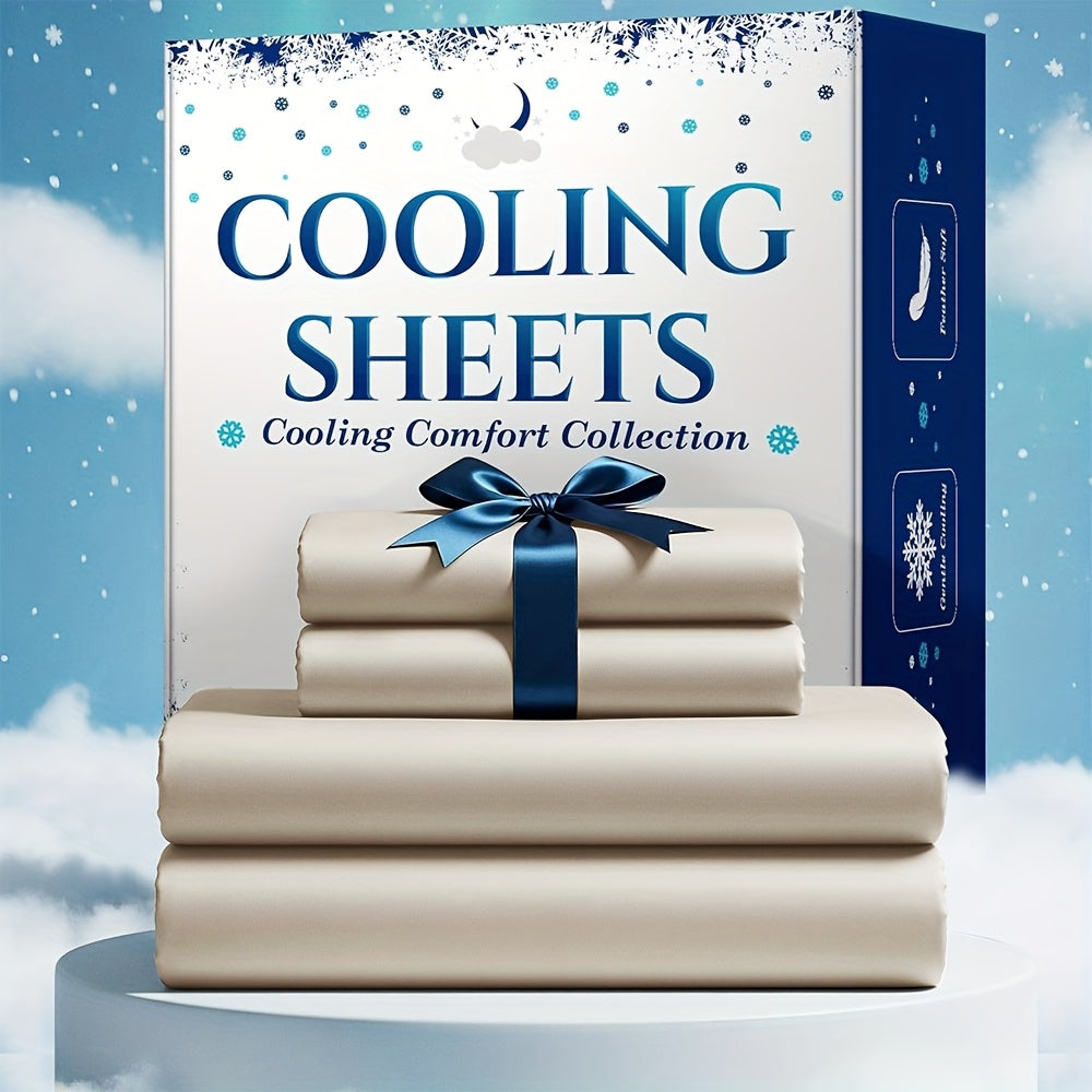 4pcs Cooling Bamboo Bed Sheet Set, Kids 4000 TC Extra Deep Pocket 20 Inch Bed Sheet, Luxury Soft Hotel & Cooling Sheet Set For Hot Sleepers, Wrinkle & Shrink Resistant, Fitted Sheet+Flat Sheet+Pillowcases, Twin/ Full/ Queen/ King, Best Summer Choice