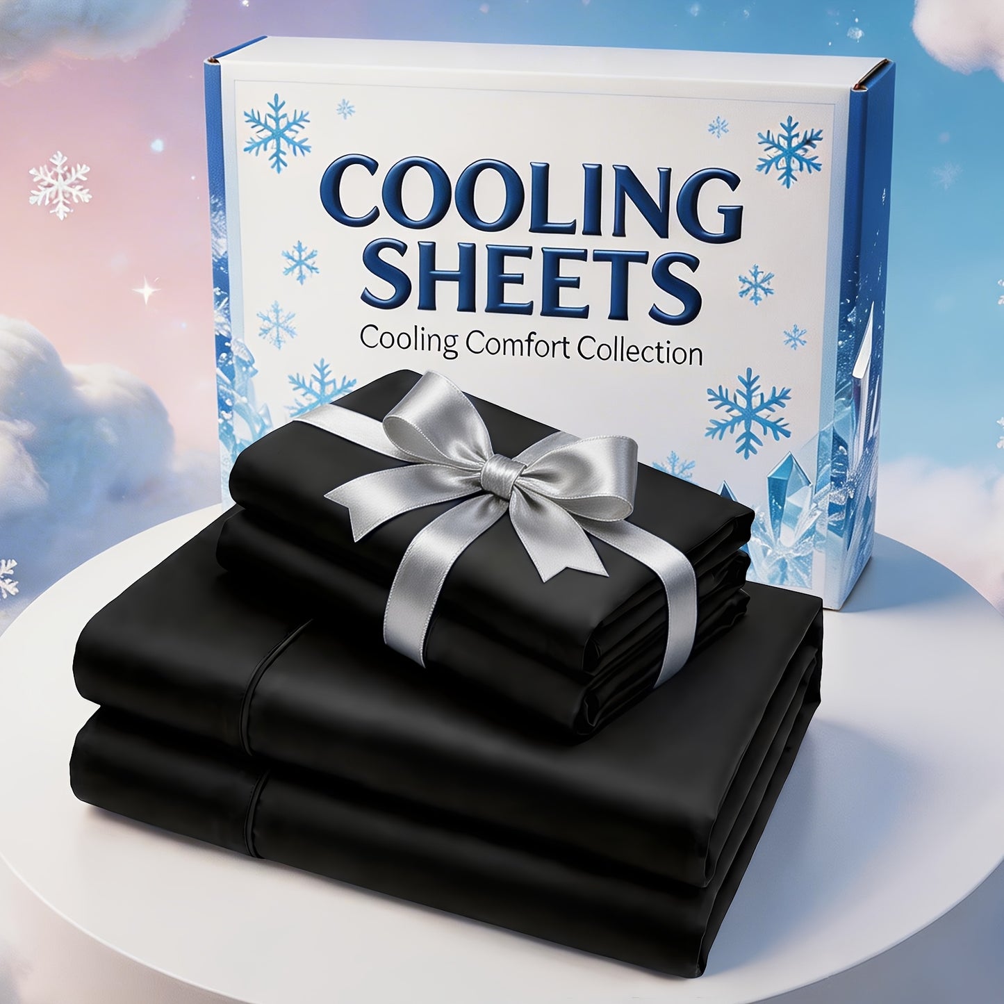 3pcs/ 4pcs Bamboo Cooling Bed Sheet Set -14"Deep Pocket, Exquisite Pinch Pleat, Shrink-Resistant, Fade-Resistant, Skin-Friendly Bedding with 1or2 Pillowcases, 1 Flat Sheet, 1 Fitted Sheet, Dorm Bedding for College, Cozy Comfort