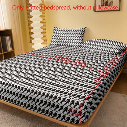 1pc Brushed Fitted Sheet, Soft Comfortable Geometric Pattern Bedding Fitted Sheet, for Bedroom, Guest Room, with Deep Pocket, Fitted Bed Sheet Only, Without Pillowcase