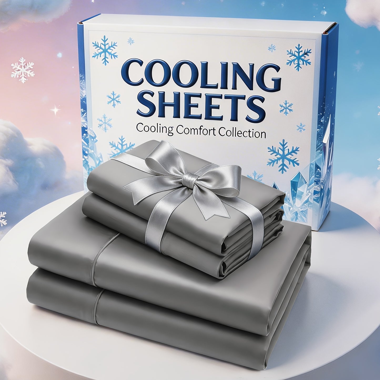 3pcs/ 4pcs Bamboo Cooling Bed Sheet Set -14"Deep Pocket, Exquisite Pinch Pleat, Shrink-Resistant, Fade-Resistant, Skin-Friendly Bedding with 1or2 Pillowcases, 1 Flat Sheet, 1 Fitted Sheet, Dorm Bedding for College, Cozy Comfort