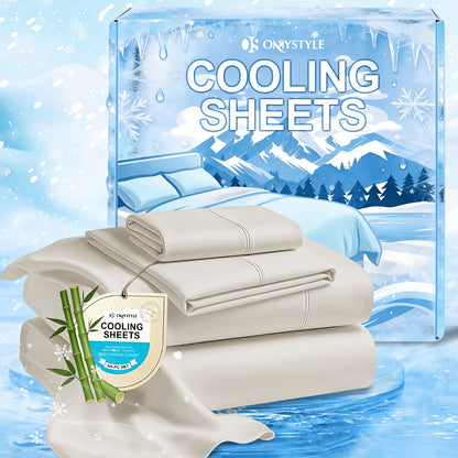 Deep Pocket Cooling Bamboo Sheets Set - Ultra Soft Bamboo Queen Sheets Set - Breathable & Skin-Friendly, Kids Fitted Sheet, Flat Sheet And Pillowcases - Super Soft, Wrinkle Free - Perfect Gift for Ice Cooling Sleep