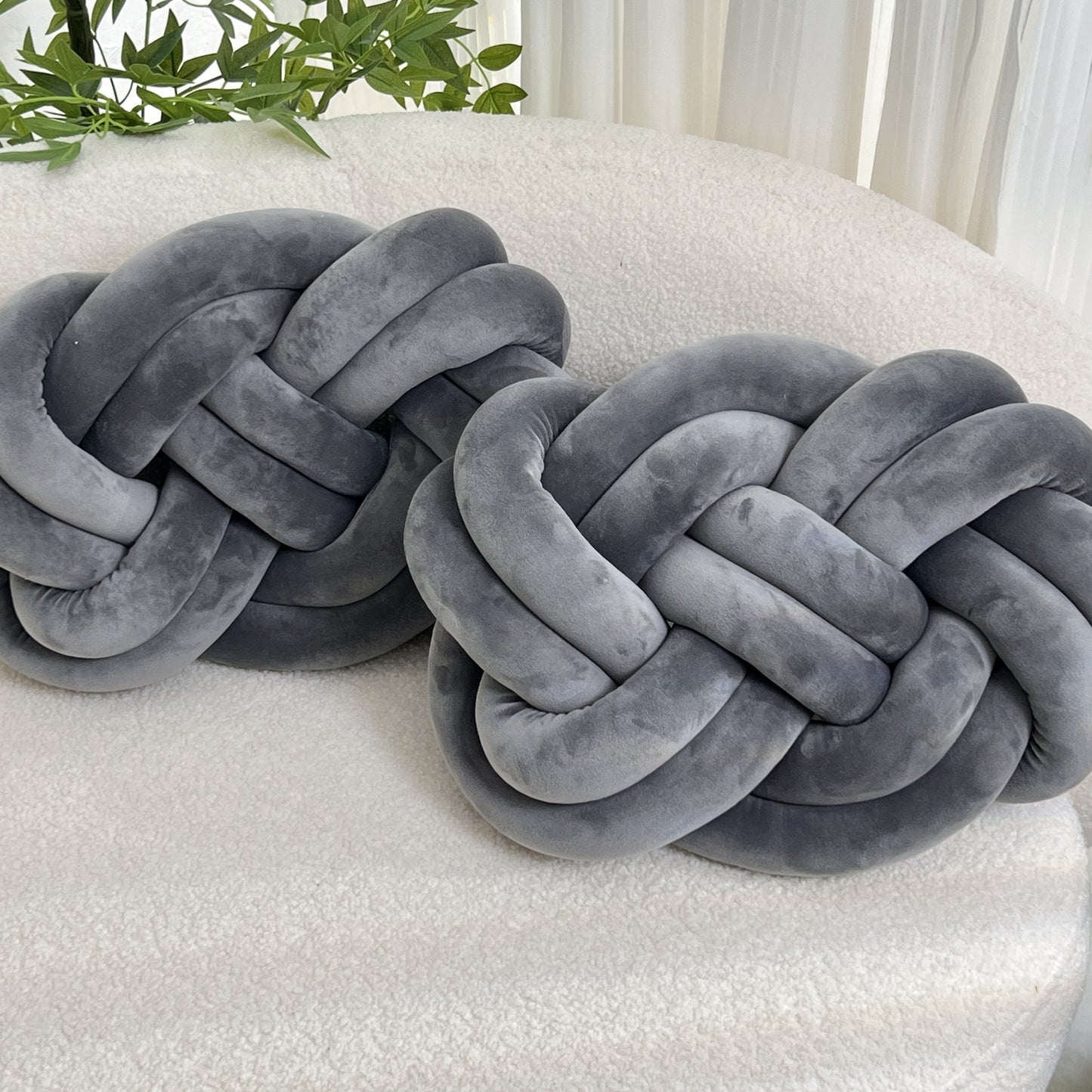 2pcs Knot Pillow Ball 15.75" Soft Plush Decorative Throw Pillow Floor Cushion, Knotted Ring Shape Cushion Dorm Room Decor Household Throw Knot Decorative Cushion for Bed Living Room