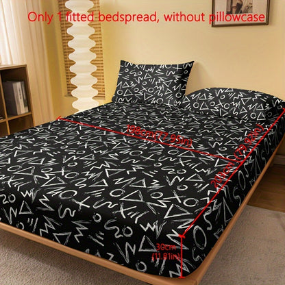 1pc Brushed Fitted Sheet, Soft Comfortable Geometric Pattern Bedding Fitted Sheet, for Bedroom, Guest Room, with Deep Pocket, Fitted Bed Sheet Only, Without Pillowcase
