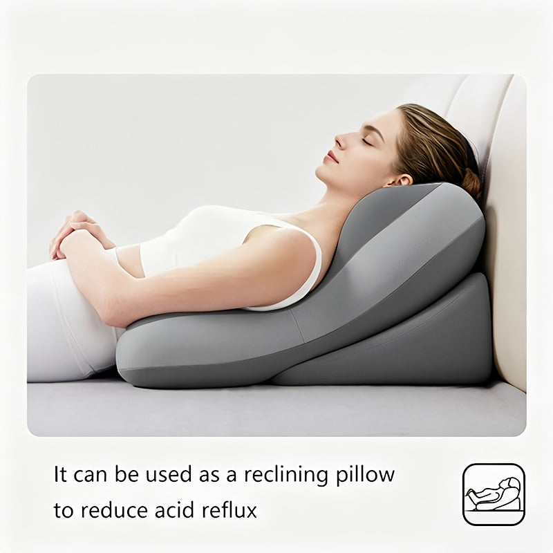 Reading Pillow for Sitting Up in Bed, Ergonomic Back Support Pillow with Memory Foam Lumbar Support, Adjustable 2-Piece Split Design Bed Rest Cushion, Non-Slip Comfortable Backrest for Watching TV, Gaming, Working, Nursing