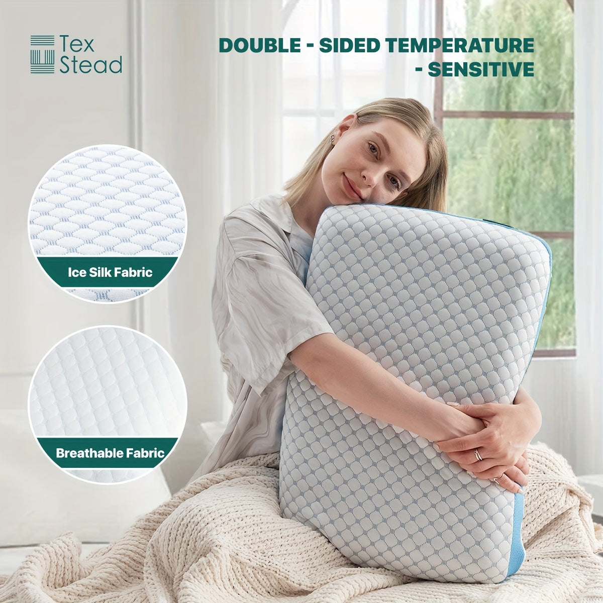 1pc Comfortable Sleeping Pillow Premium Firm Solid Cooling Ventilated Support Pillow for Neck, Back, Side Sleeper – 1 Pack with Washable Cover