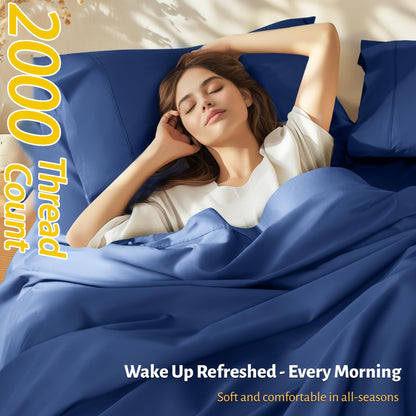 Extra Deep Pocket Bamboo Sheets - 4/6pcs Breathable & Cooling Bamboo Bed Sheet Set, Hotel Luxury Fitted Sheet Set, Soft Wrinkle-Free for Extra Deep Mattresses, Room Decor, Twin/Full/Queen/King Size Sheet & Pillowcase Sets
