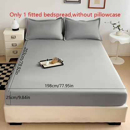 Solid Color Fitted Sheet, Soft, Skin-Friendly, and Breathable Bedding, Washable, Suitable for All Seasons, Hotel Mattress Protector. One Single Fitted Sheet, Pillowcases Not Included. Microfiber Brushed Finish Bed Sheet in Dark Blue