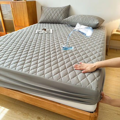 1pc Premium Ultra Soft Quilted Fitted Sheet, Liquid Resistant, Solid Color Mattress Protector, All Season for Bedroom Hotel Dorm Single And Double Beds (No Pillowcases)