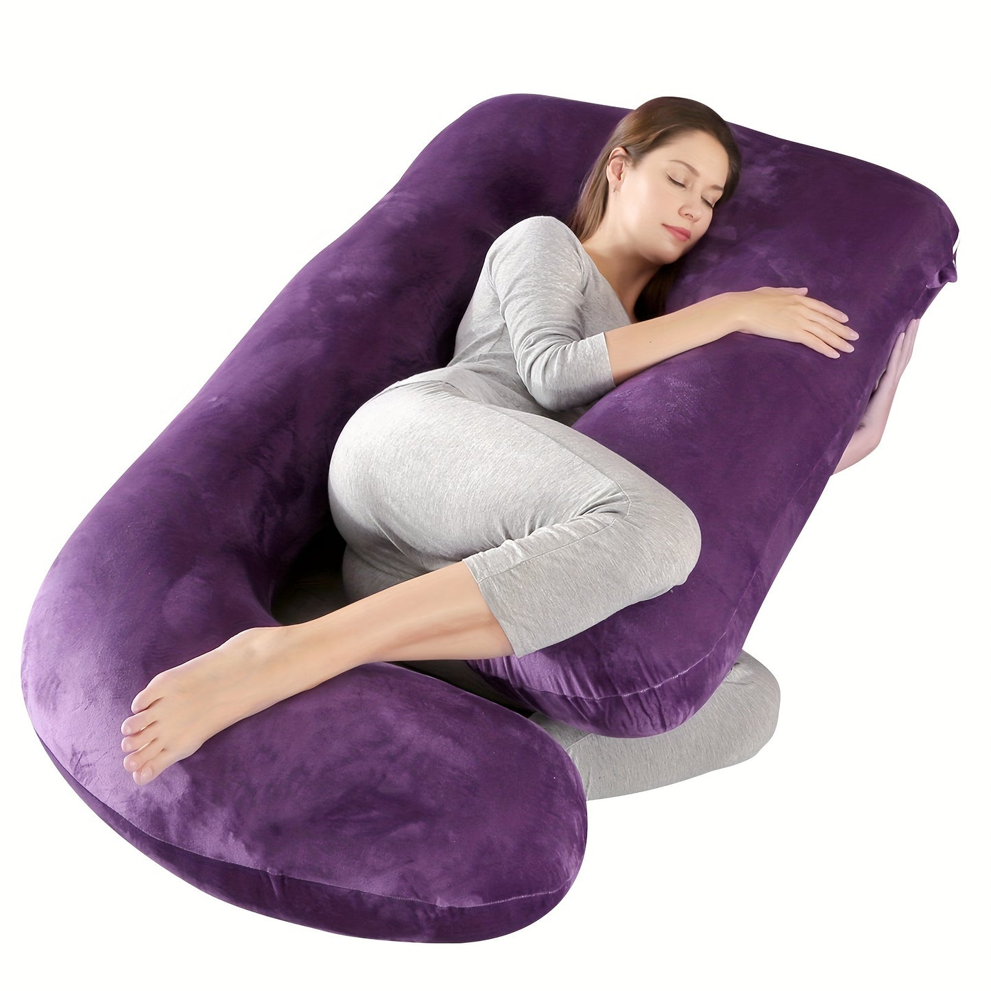 Pregnancy Pillow J Shaped Full Body Pillow with Velvet Cover, 60 Inches Maternity Pillow for Pregnant Women Back, Legs And Belly Support, As Halloween, Chrismas Gift