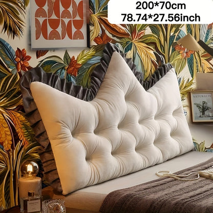 1pc Large Backrest Pillow, Bedside Pillow for Sofa Bed, Crown Shaped Backrest Cushion Pillow, Bedroom Supplies, Home Decor, Shaped Bed Backrest Pillow with Zipper Closure, Decorative Headboard And Tatami Support Cushion for Back Sleepers