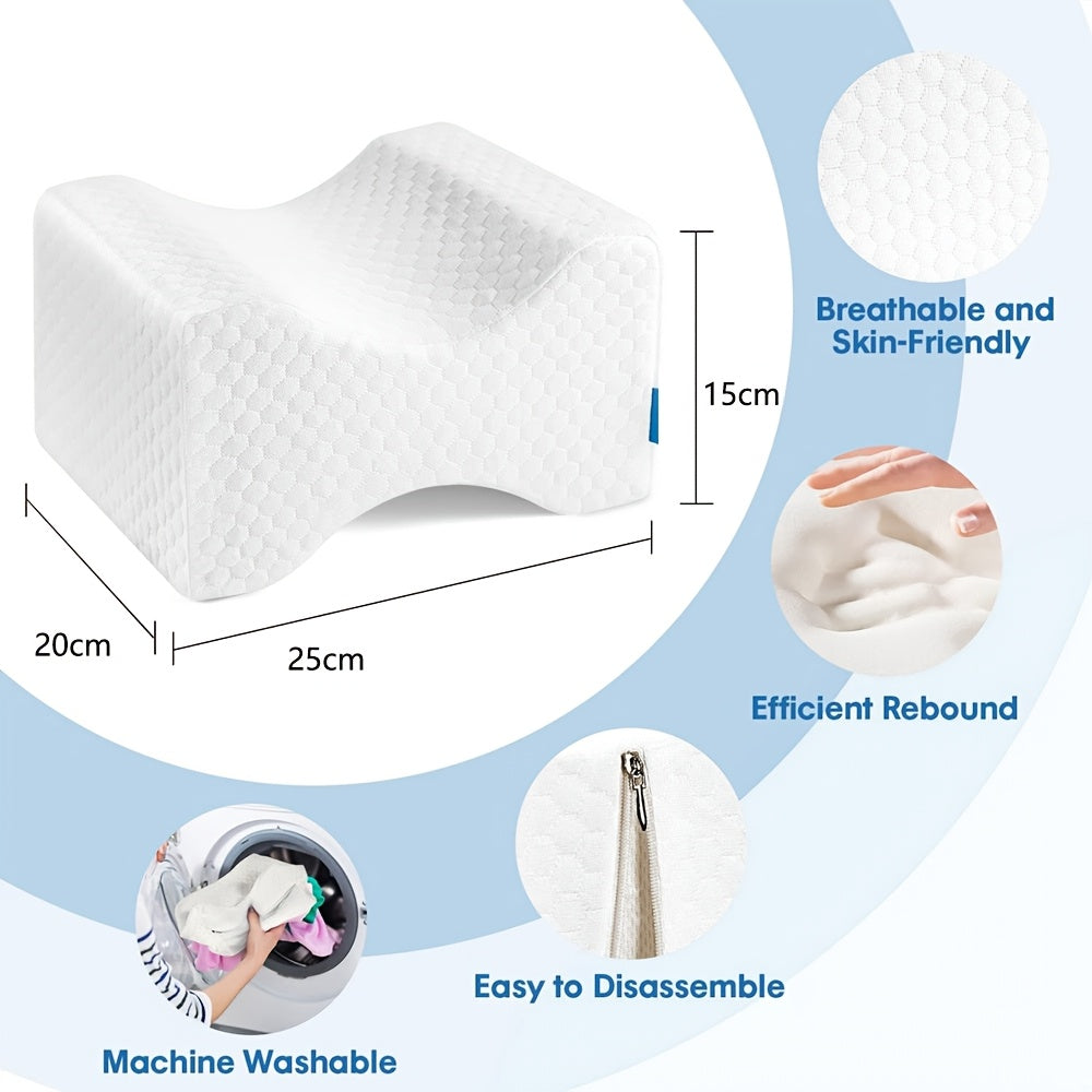 Everlasting Comfort Memory Foam Knee Pillow Suitable for Side Sleepers - Sciatica Pillow Adjustable Strap - Used for Alignment, Knee, Back, And Hip Cushion