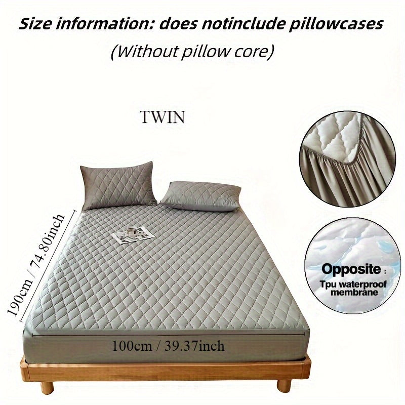 1pc Premium Ultra Soft Quilted Fitted Sheet, Liquid Resistant, Solid Color Mattress Protector, All Season for Bedroom Hotel Dorm Single And Double Beds (No Pillowcases)