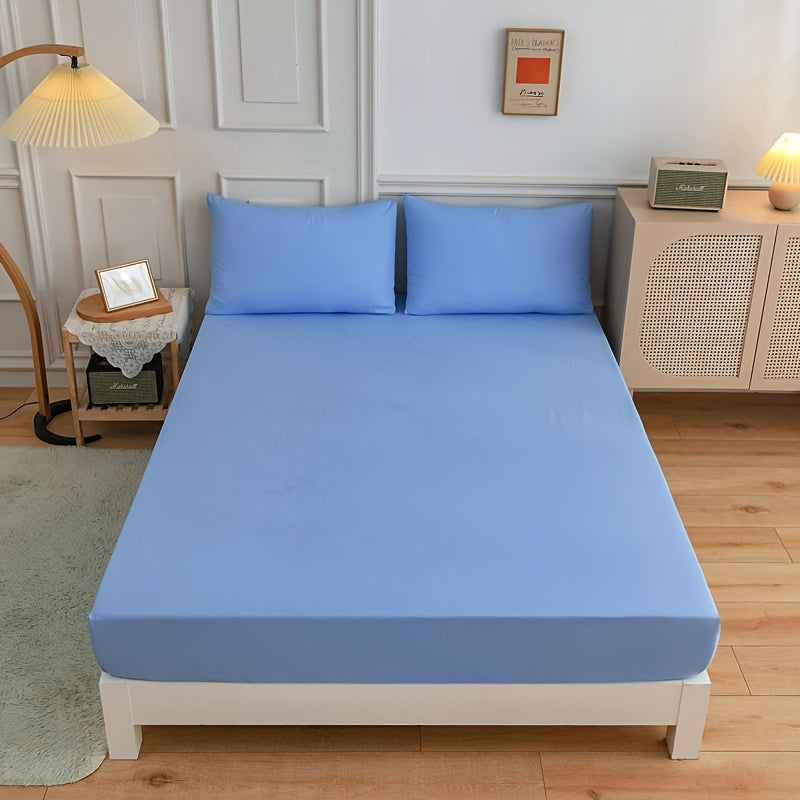 3pcs Solid Color Fitted Sheet Set (Sheets*1+Pillowcase*2.No Pillow Core), Skin-Friendly Soft And Breathable Bedding, Hotel Bedroom, Machine Washable