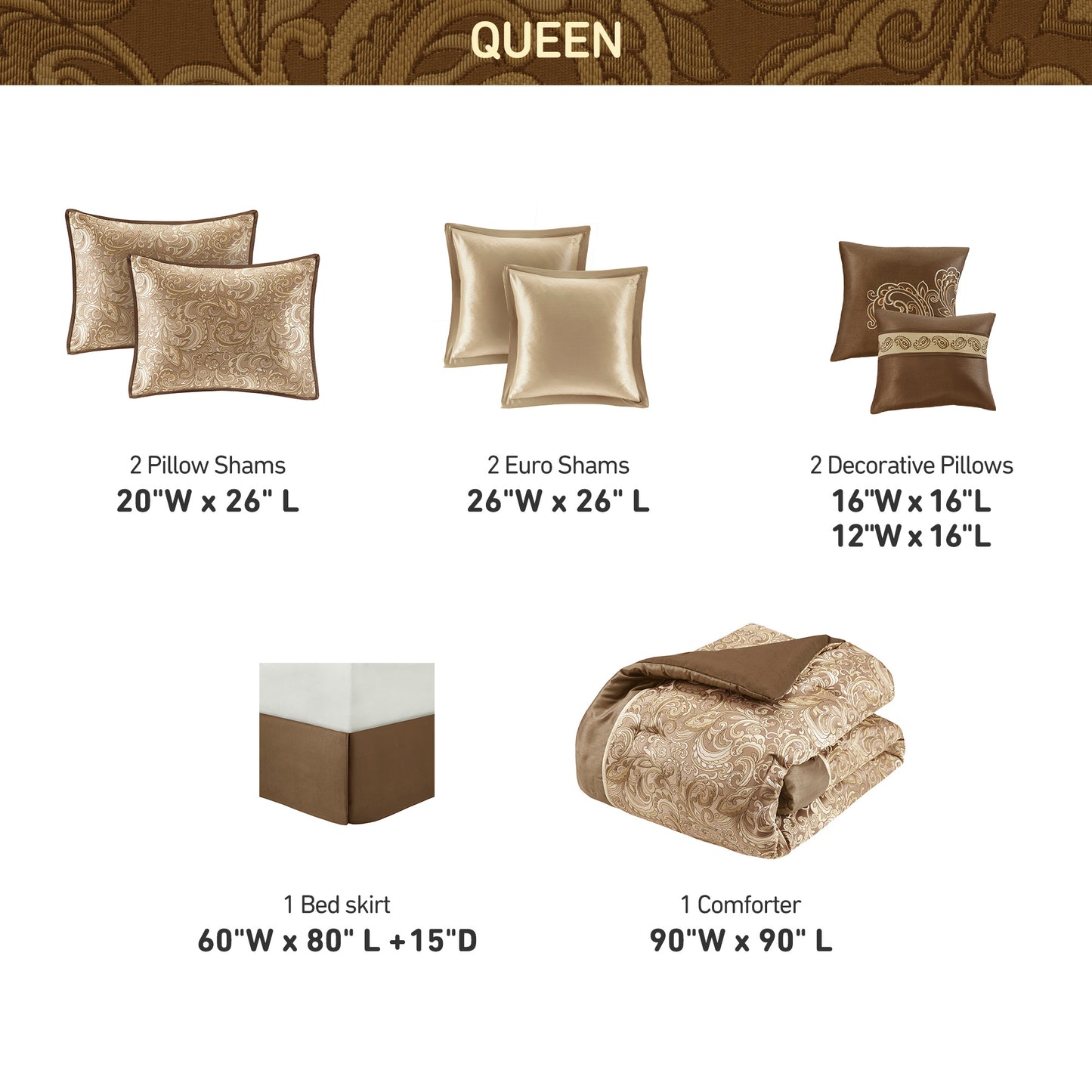 local warehouse 8 Piece Bedding Set with Lustrous Jacquard Paisley Pattern and Matching Bed Sheet, All-Season Down Alternative Comforter Set