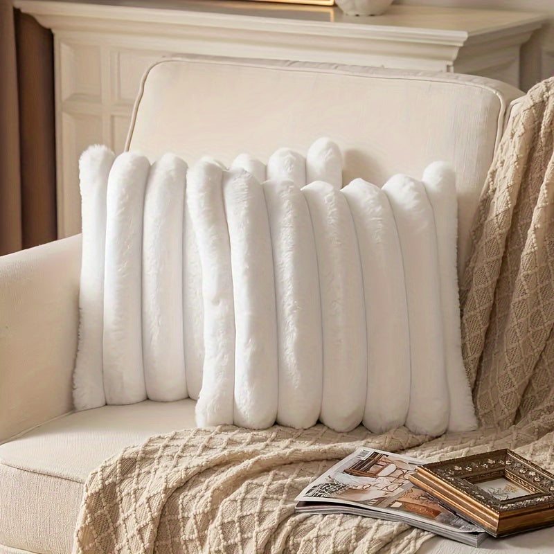 New Faux Rabbit Fur Plush Throw Pillow, Bedside Cushion, Sofa Cushion, Suitable for Bedroom, Living Room, Sofa Decoration, Single-Sided Plush Pillow
