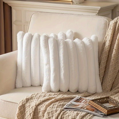New Faux Rabbit Fur Plush Throw Pillow, Bedside Cushion, Sofa Cushion, Suitable for Bedroom, Living Room, Sofa Decoration, Single-Sided Plush Pillow